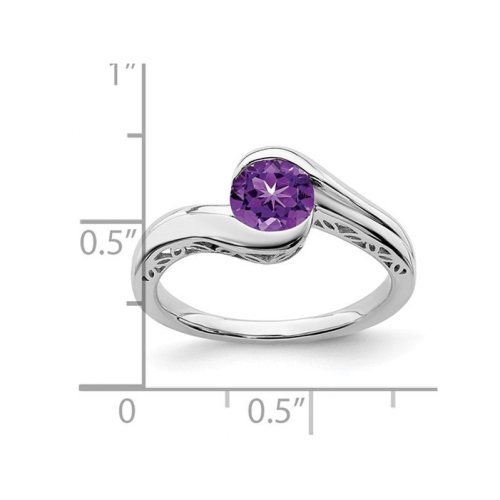 Bague en or blanc 10K ct avec améthyste solitaire 2/3 carat