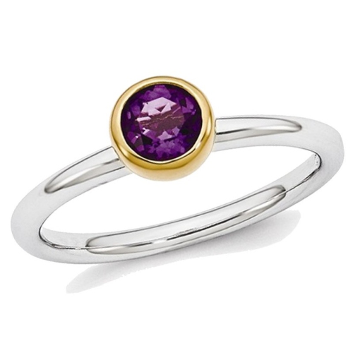 GEM AND HARMONY  2/5 Carat Amethyst Solitaire Ring (Ctw) In Sterling Silver With Plating In Gold