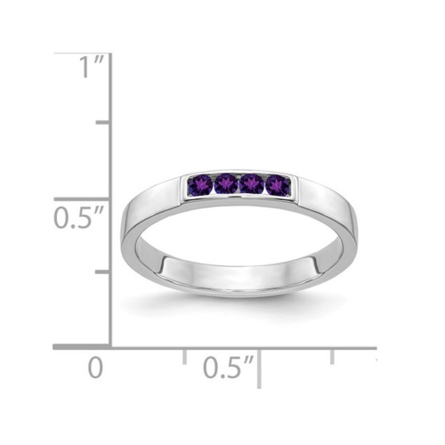 Bague de mariage en or blanc 14K K et améthyste de 1/7&nbsp;carat