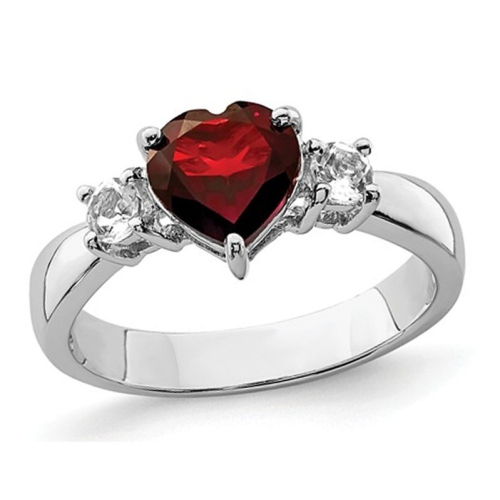 GEM AND HARMONY  1.40 Carat (Ctw) Garnet And Topaz Ring In Sterling Silver In White
