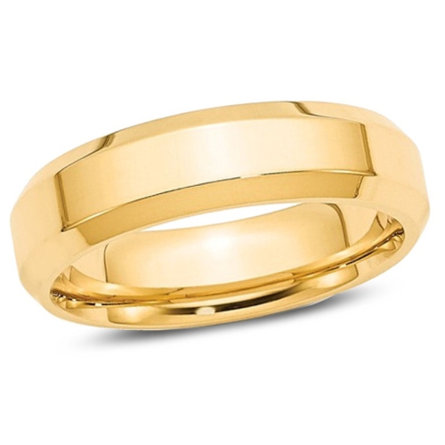 Alliance homme, or jaune 14 K, 6 mm, bordure en biseau