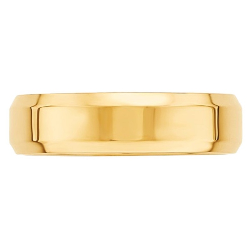 Alliance homme, or jaune 14 K, 6 mm, bordure en biseau