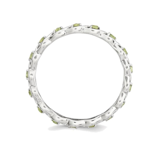 Natural Green Peridot 1/4 Carat Eternity Twist Band Ring in Sterling Silver