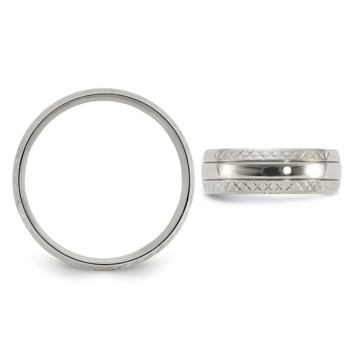 Alliance homme à rainures croisées en titane, 7 mm