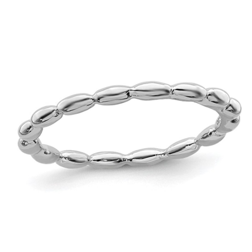 GEM AND HARMONY  Sterling Stackable Bead Ring Band In Silver