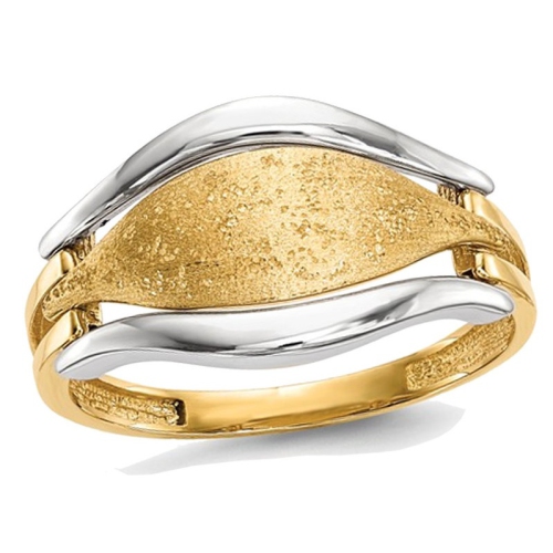 GEM AND HARMONY  Ladies 14K And White Gold Textured Ring In Yellow