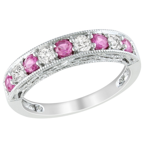 1.25 Carat Lab-Created Pink Sapphire & White Sapphire Ring in Sterling Silver