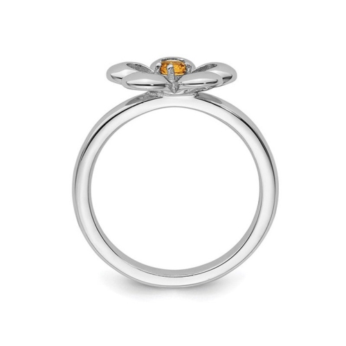 1/10 Carat Citrine Flower Ring in Sterling Silver