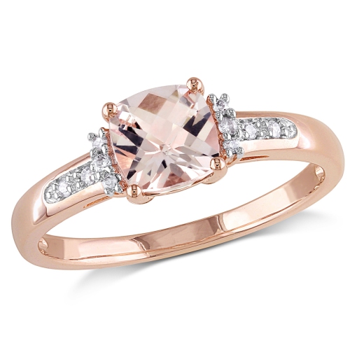 GEM AND HARMONY  1.00 Carat (Ctw) Morganite And Diamond Ring In 10K Rose Gold In Pink