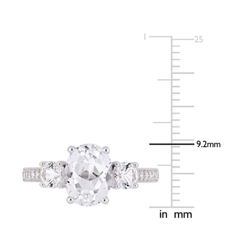 3.50 Carat Lab Created White Sapphire Ring in 10K White Gold with Diamonds