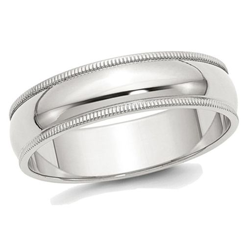 Ladies or Mens Sterling Silver 6mm Milgrain Wedding Band Ring