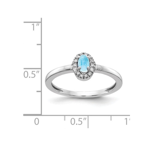 1/3 Carat Cabochon Blue Topaz Ring in 14K White Gold