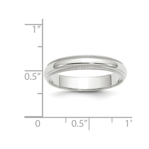 Ladies or Mens 14K White Gold 4mm Milgrain Wedding Band Ring