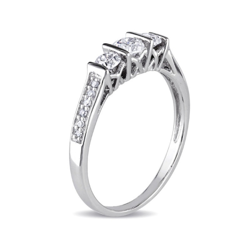 1/2 Carat Three Stone Diamond Engagement Ring in 10K White Gold