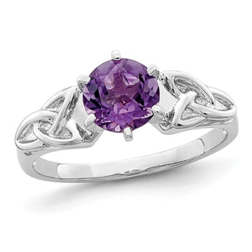 GEM AND HARMONY  1.00 Carat (Ctw) Amethyst Celtic Trinity Ring In Sterling In Silver