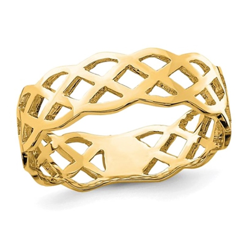 GEM AND HARMONY  14K Gold Polished Weave Ring In Yellow