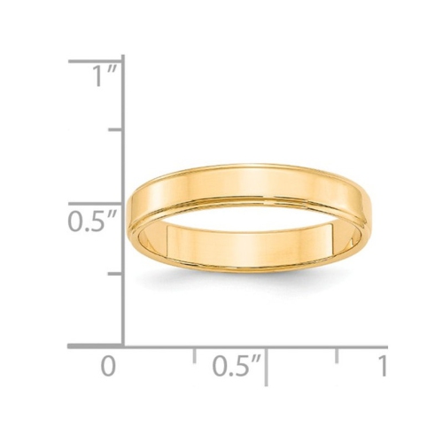 14K Yellow Gold 4mm Flat Wedding Band Ring with Step Edge