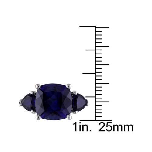 7.10 Carat Lab-Created Blue Sapphire Three Stone Ring in Sterling Silver