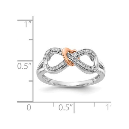 14K White and Yellow Gold Infinity Heart Promise Ring with Diamonds
