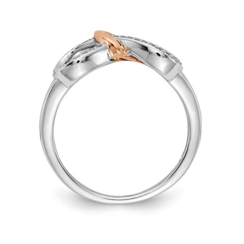 14K White and Yellow Gold Infinity Heart Promise Ring with Diamonds