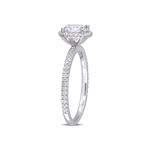1.25 Carat Lab-Created Round-Cut Moissanite Halo Engagement Ring in Sterling Silver