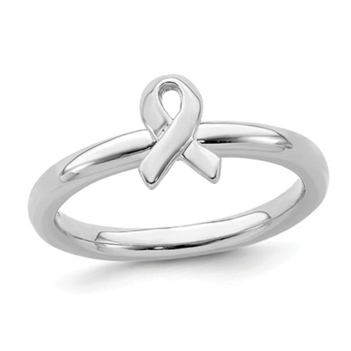 GEM AND HARMONY  Sterling Awareness Ribbon Ring In Silver