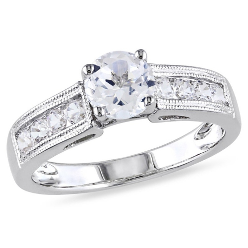 GEM AND HARMONY  1.50 Carat (Ctw) Lab-Created Sapphire Engagement Ring In Sterling Silver In White