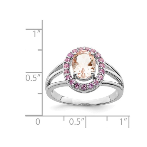 1.00 Carat Morganite and Synthetic Pink Sapphires Ring in Sterling Silver