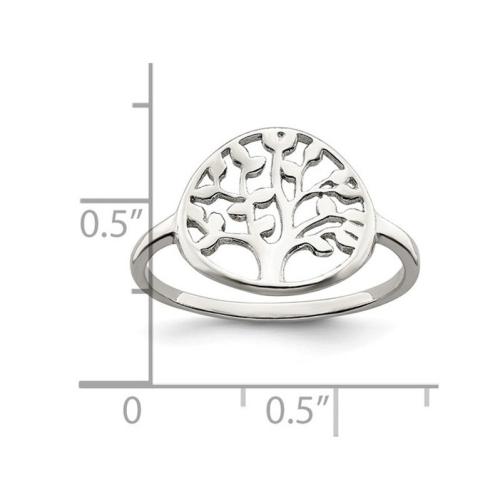 Bague en argent sterling, arbre de vie poli
