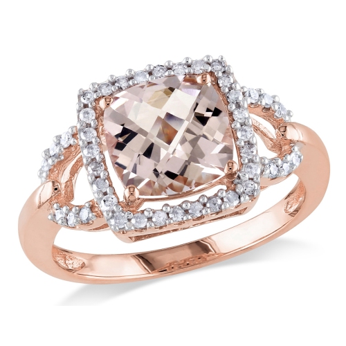 GEM AND HARMONY  2.20 Carat (Ctw) Morganite And Diamond Ring In 10K Rose In Gold