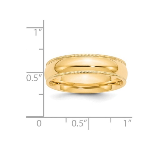 Mens 14K Yellow Gold 6mm Milgrain Comfort Fit Wedding Band Ring