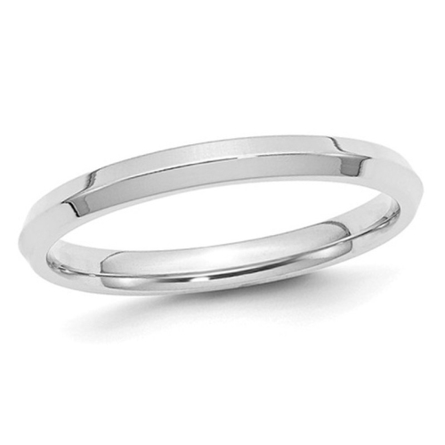 Alliance Comfort Fit de 2,5 mm en or blanc 14 ct pour femmes avec bord à couteau