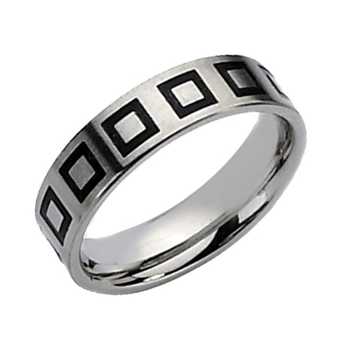 Mens 6mm Enameled Stainless Steel Comfort Fit Wedding Band Ring