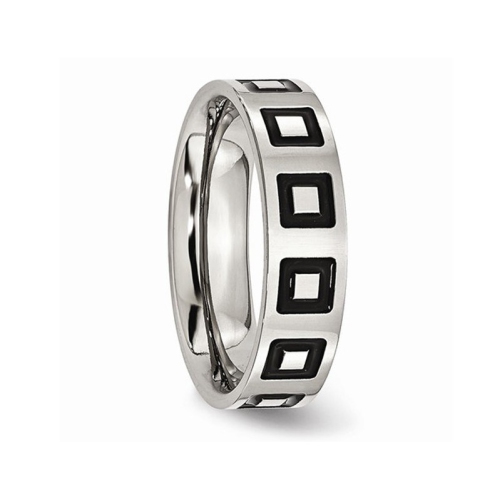 Mens 6mm Enameled Stainless Steel Comfort Fit Wedding Band Ring