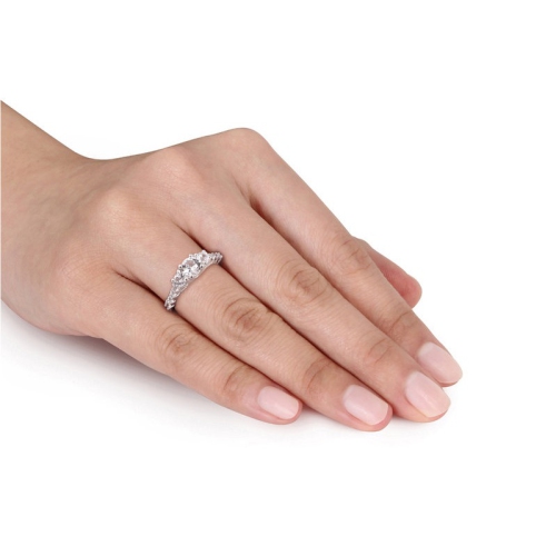 1.40 Carat Three-Stone Lab-Created White Sapphire Ring in Sterling Silver