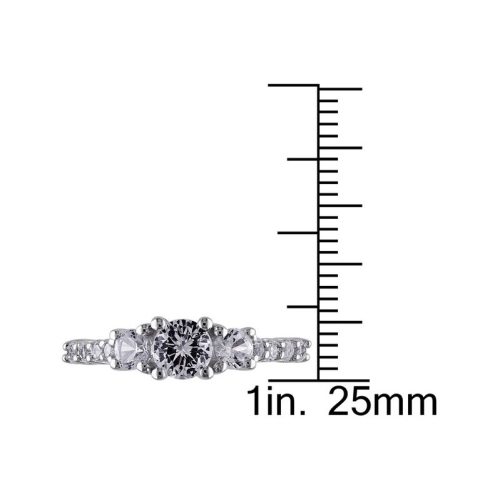 1.40 Carat Three-Stone Lab-Created White Sapphire Ring in Sterling Silver
