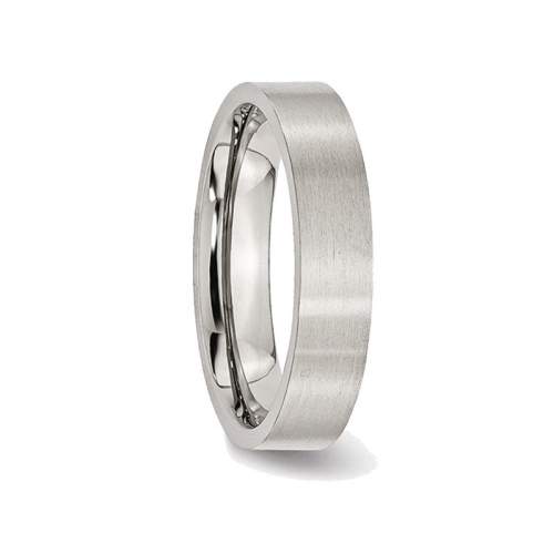 Mens Chisel Stainless Steel 5mm Flat Brushed 5mm Wedding Band Ring