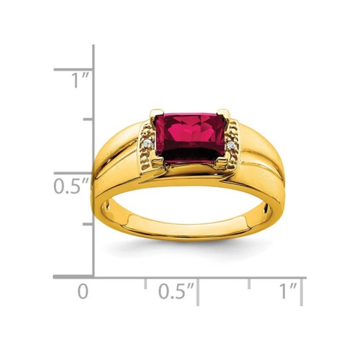 Mens 1.60 Carat Lab Created Ruby Ring in 14K Yellow Gold