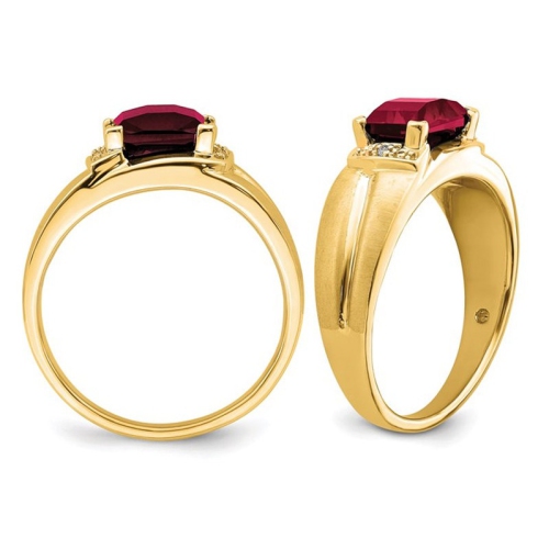 Mens 1.60 Carat Lab Created Ruby Ring in 14K Yellow Gold