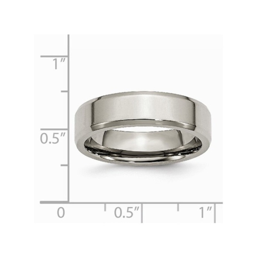 Ladies or Mens Chisel 6mm Comfort Fit Titanium Wedding Band Ring with Beveled Edge
