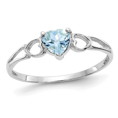 2/5 Carat Light Aquamarine Heart Ring in 14K White Gold