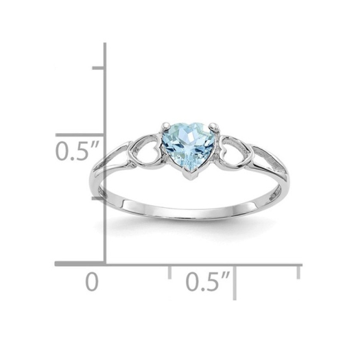 2/5 Carat Light Aquamarine Heart Ring in 14K White Gold