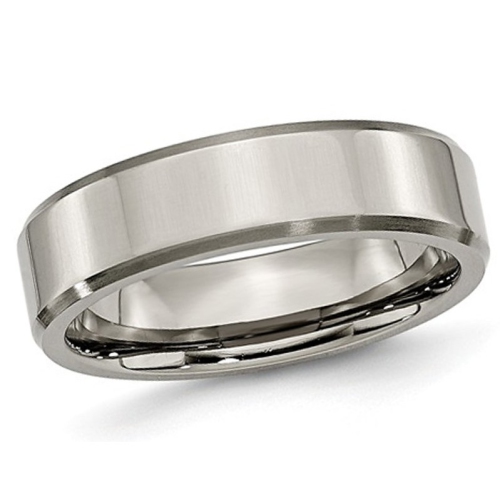 GEM AND HARMONY  Ladies Chisel 6MM Titanium Wedding Band Ring With Beveled Edge In Multicolor