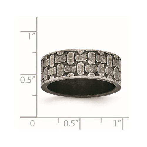 Stainless Steel Brushed Antiqued Textured Ring