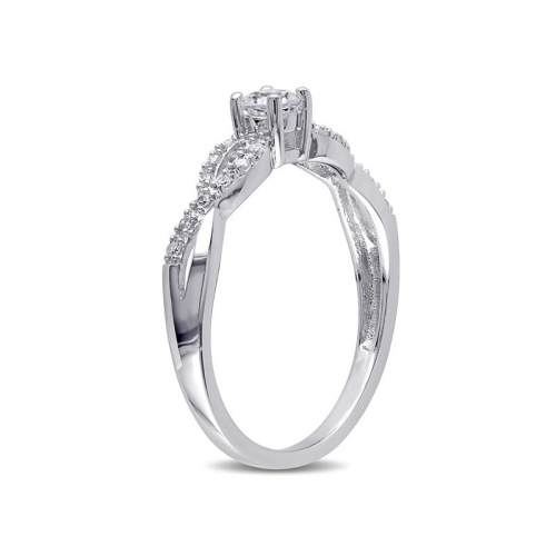 1/4 Carat Lab-Created White Sapphire Infinity Ring with Diamonds in Sterling Silver