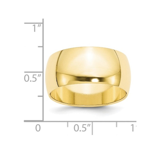 Mens 10K Yellow Gold Solid Polished 10mm Wedding Band Ring