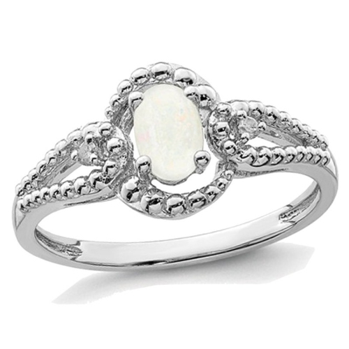 GEM AND HARMONY  3/10 Carat (Ctw) Opal Lab Created Sterling Ring In Silver
