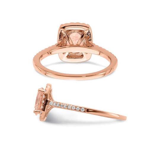 1.25 Carat Morganite Halo Engagement Ring with Diamonds 3/10 Carat (ctw) in 14K Rose Pink Gold (SIZE 7)