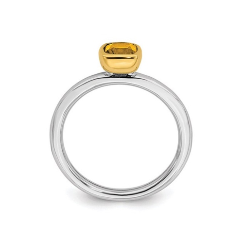 Bague en argent sterling avec citrine solitaire 1/2 ct avec accent 14 ct