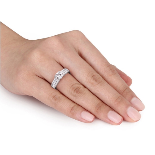1.50 Carat Lab-Created White Sapphire Engagement Ring in Sterling Silver